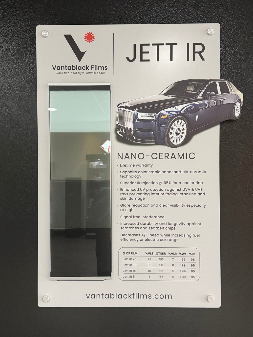 VantaBlack Jett IR Nano-Ceramic Window Film Package