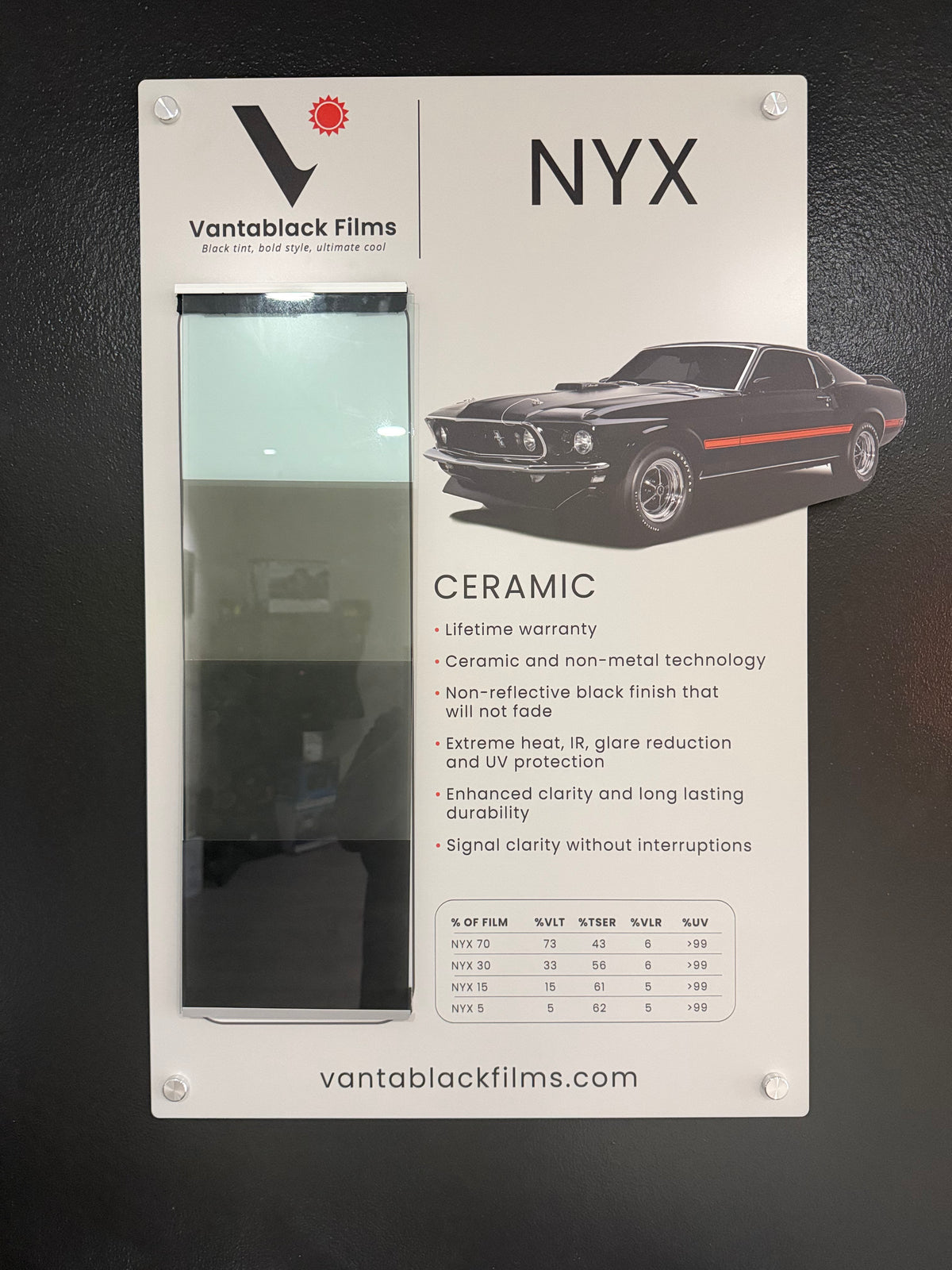 VantaBlack NYX Ceramic 70% Windshield Film Package