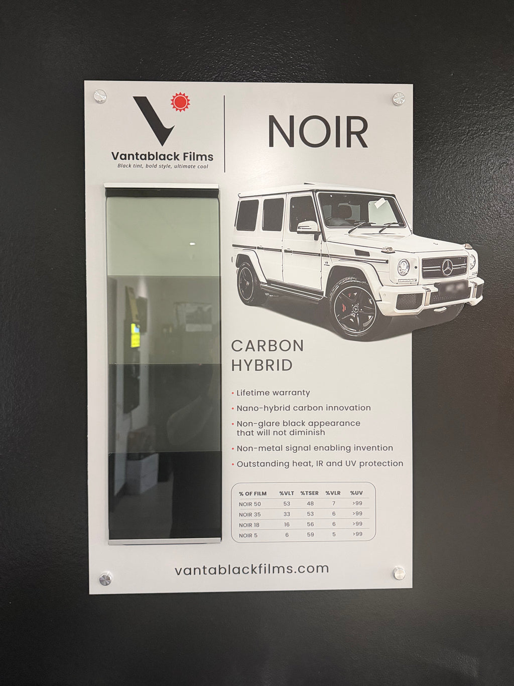 VantaBlack Noir Carbon Hybrid Window Tint Package